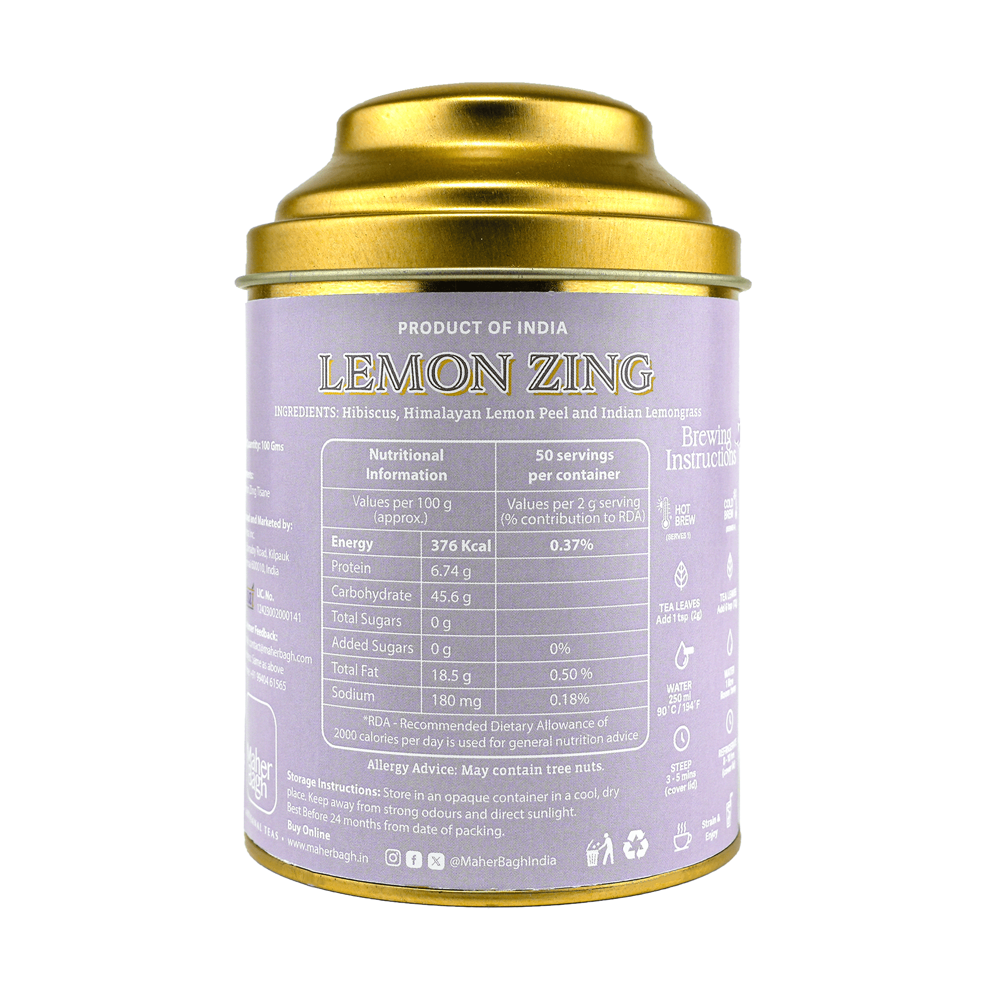 www.maherbagh.com 100g Caddy Lemon Zing Herbal Tisane