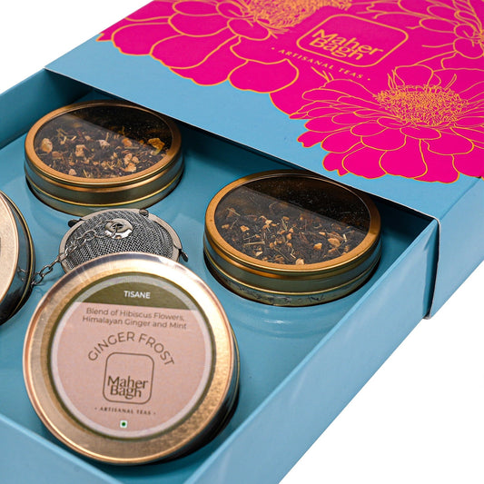 www.maherbagh.com 80g - 4 Mini Tin Caddies The Blush Box