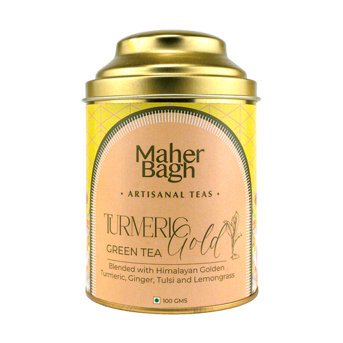 www.maherbagh.com 100g Caddy Turmeric Gold Green Tea